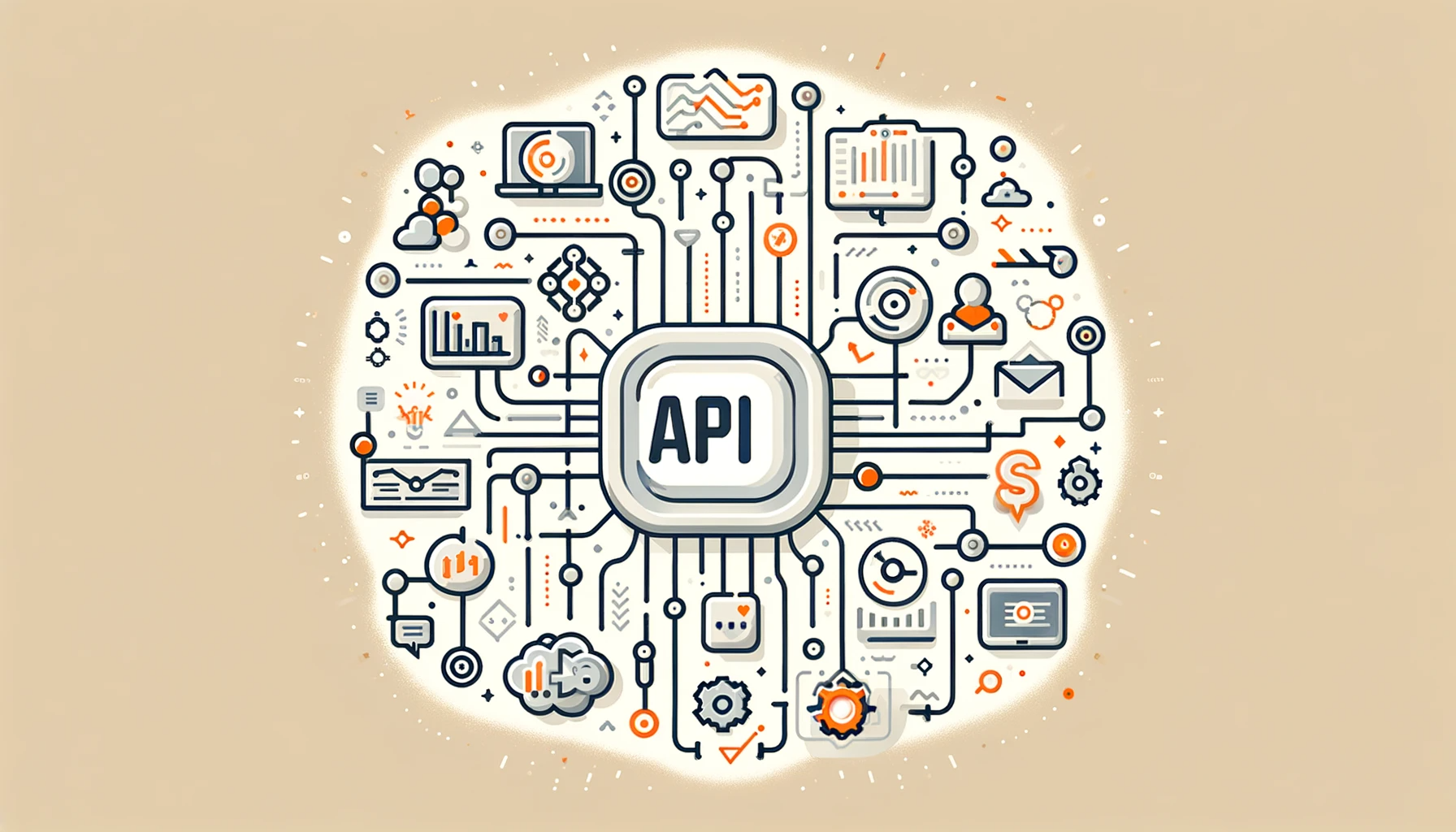 DALL·E 2023-11-24 16.49.44 - Create a minimalistic featured image for a blog article discussing the advantages of using Hubspots API for process automation and marketing strategy